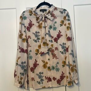 Eloquii Tie Front Floral Blouse Size 16